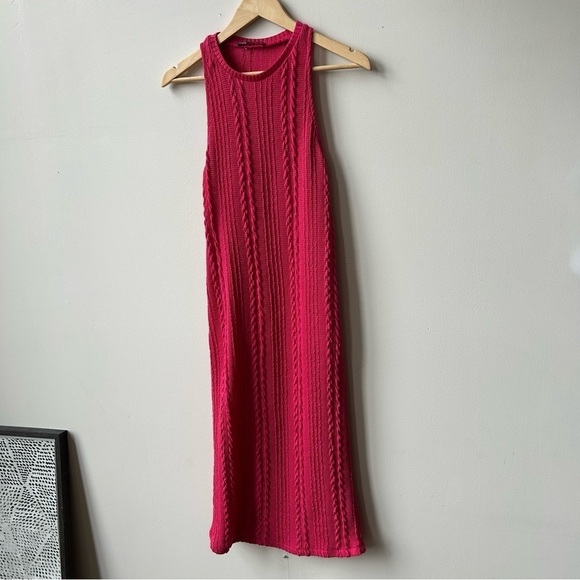 ZARA Pink Knitted Midi Dress Size M - Picture 5 of 7